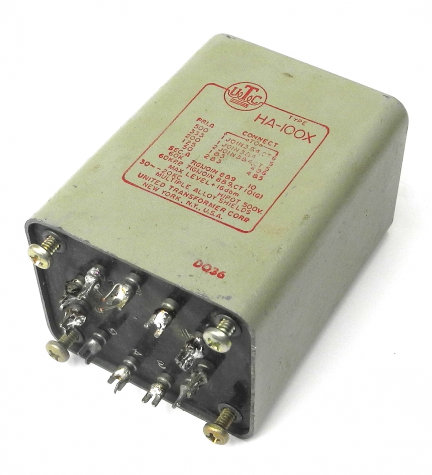 Used UTC HA-100X Gray Double Shielded Input transformer for